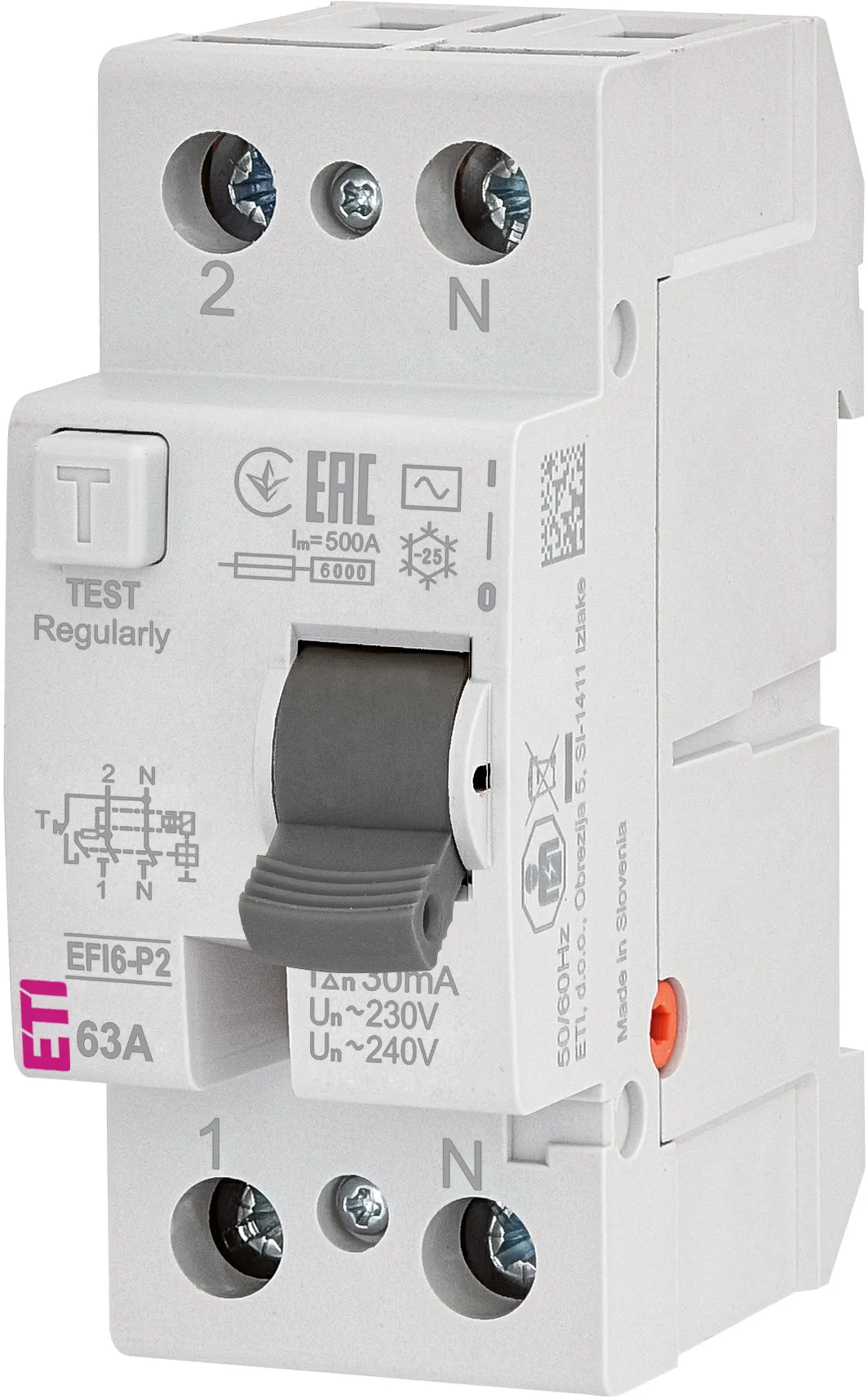 Zaš. stikalo na diferenčni tok EFI6-P2 AC 63/0.03 002061253