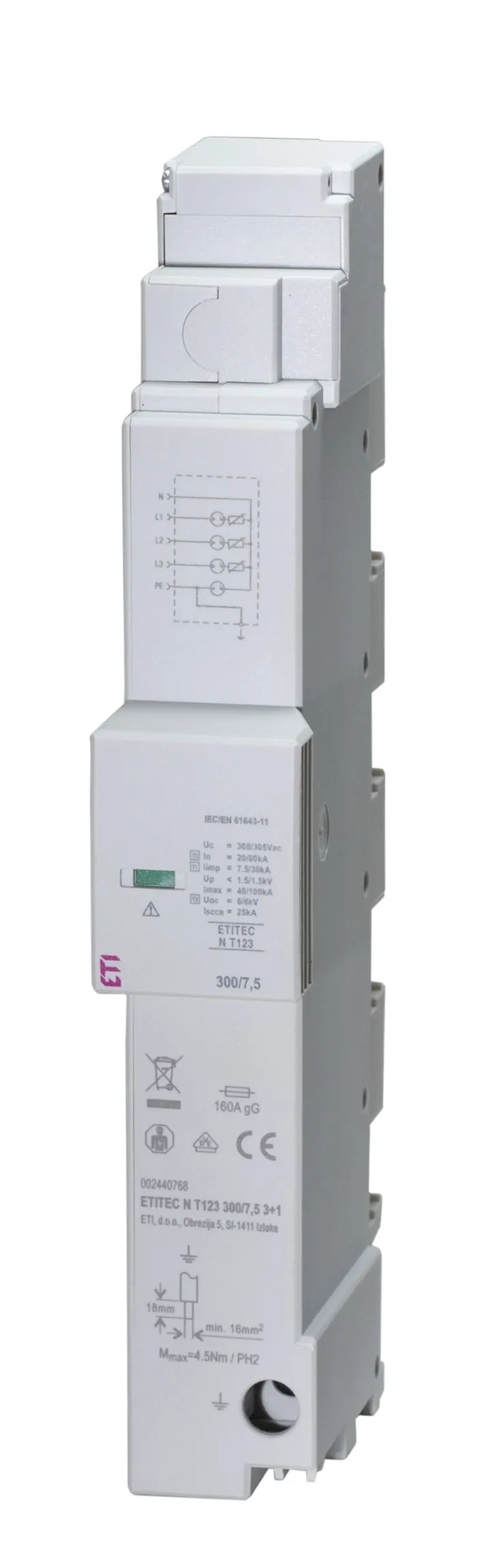 Prenapetostni odvodnik ETITEC N T123 300/12,5 3+1 002440762