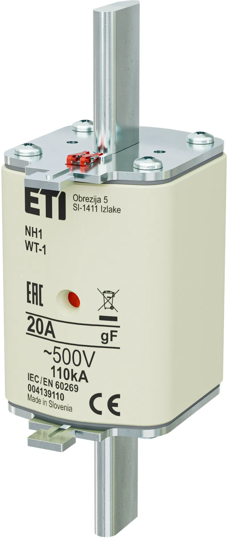 Talilni vložek NH1/WT-1 gF 20A/500V 004139110