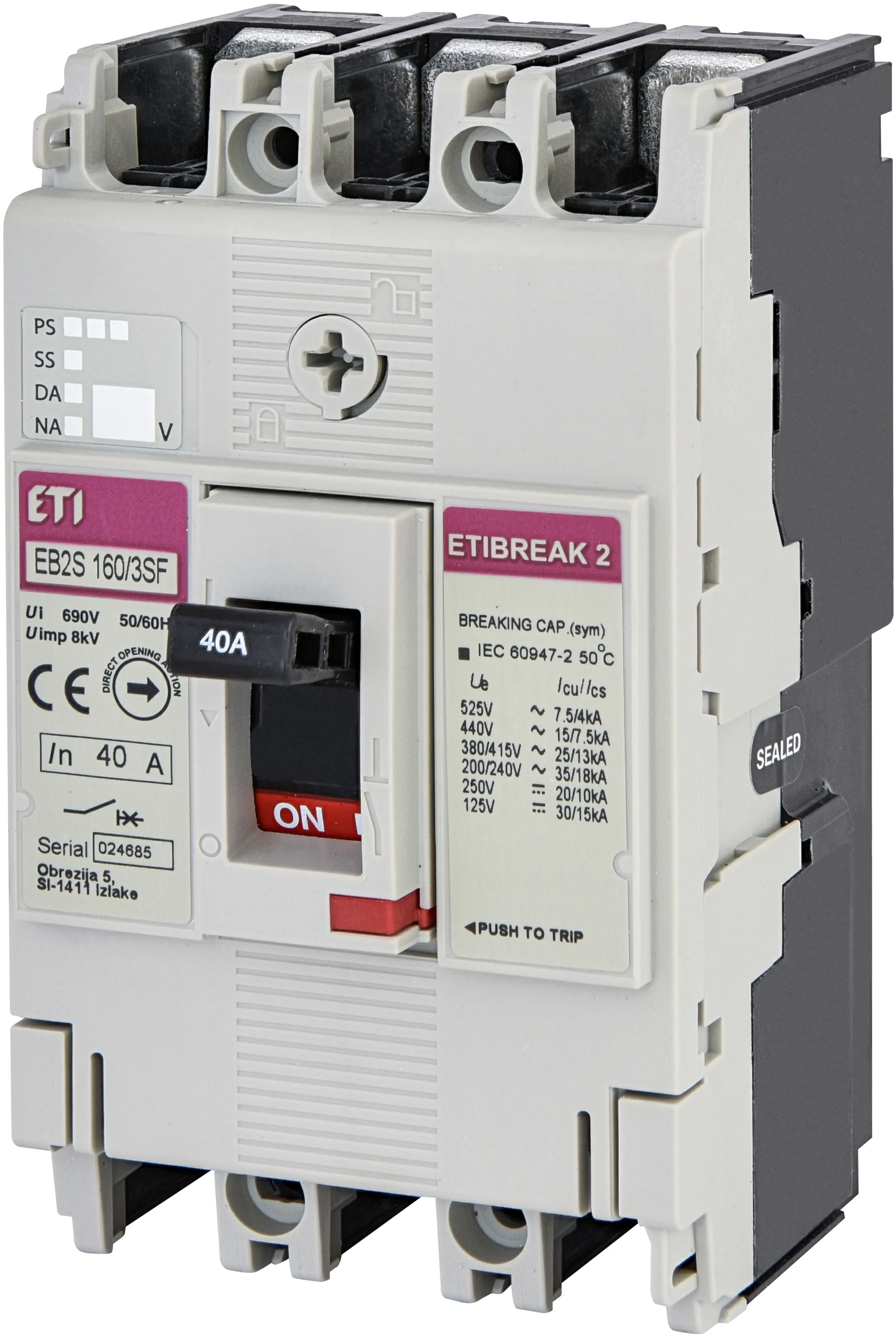 Kompaktni odklopnik EB2S 160/3SF 40A 3p 004671831