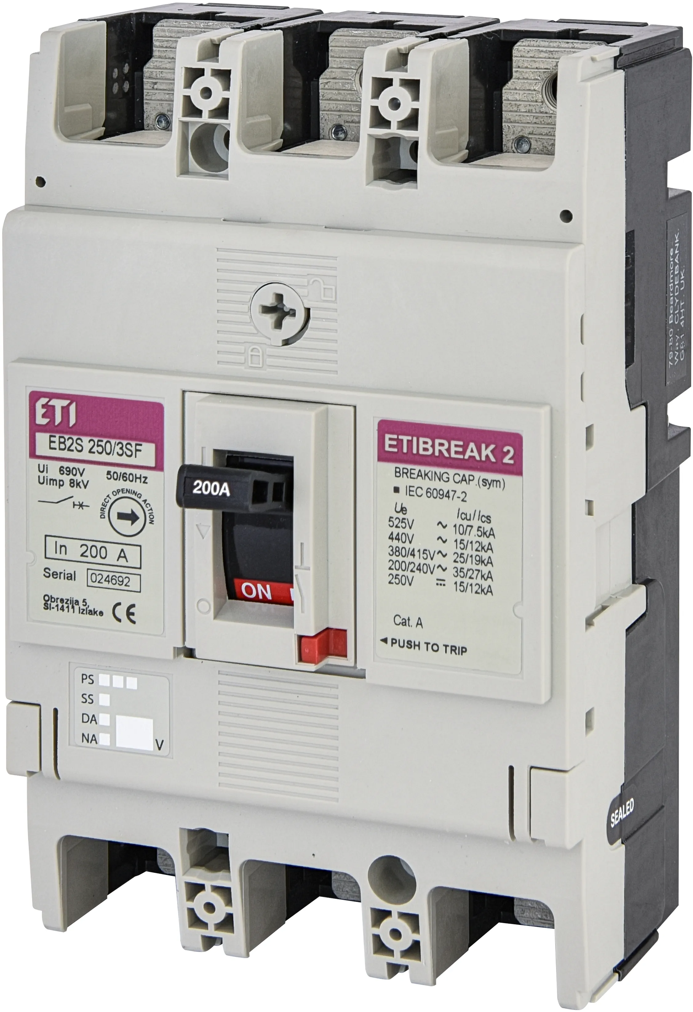 Kompaktni odklopnik EB2S 250/3SF 200A 3p 004671838