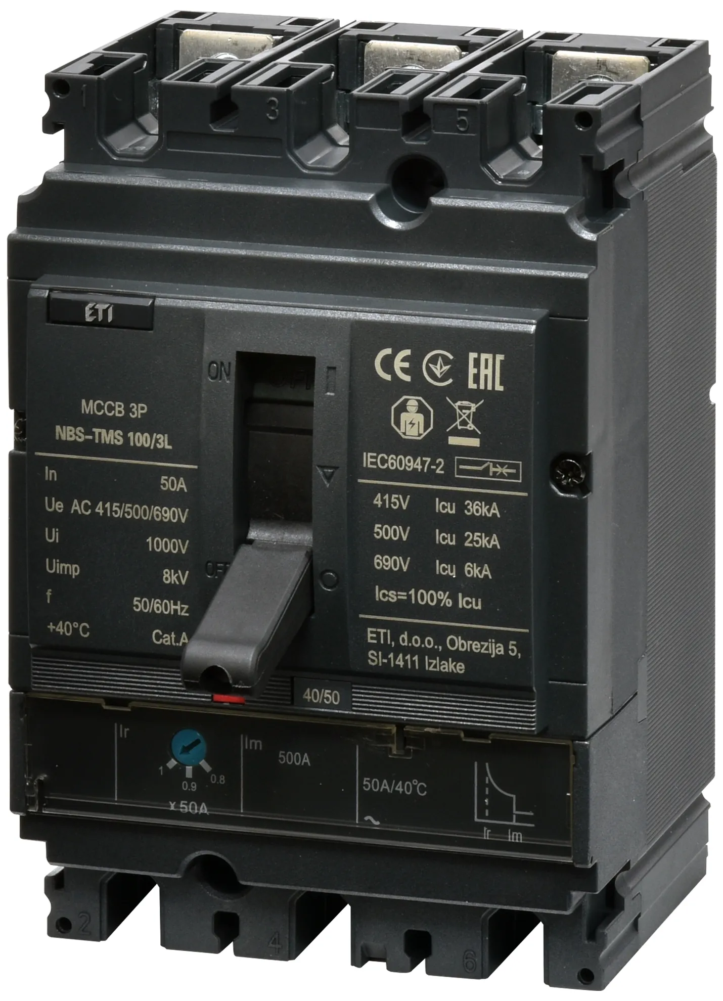 Kompaktni odklopnik NBS-TMS 100/3L  50A 3P 004673004