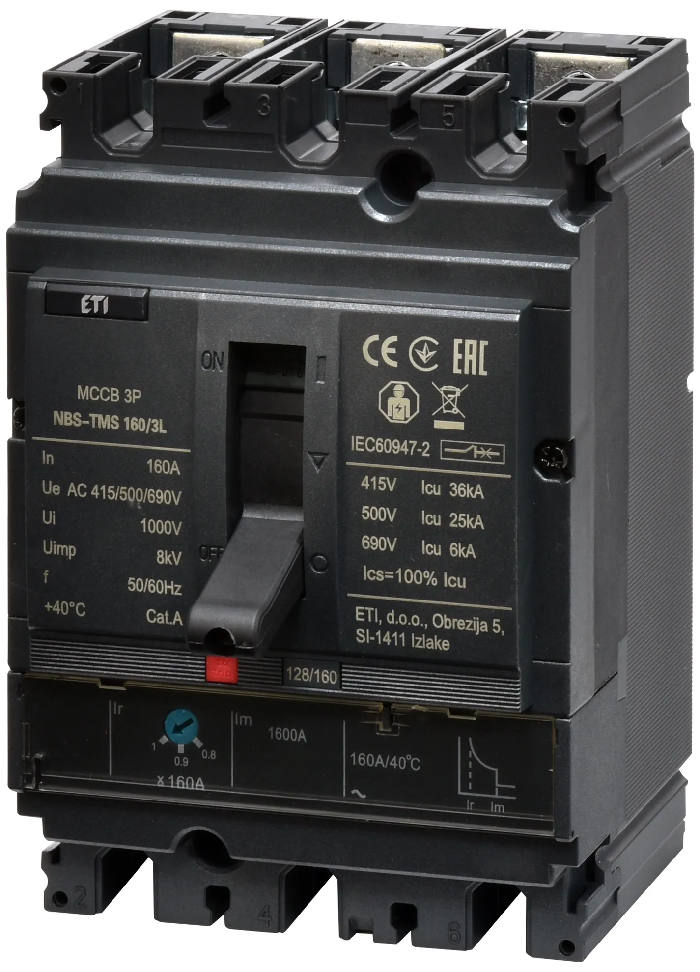 Kompaktni odklopnik NBS-TMS 160/3L 160A 3P 004673009