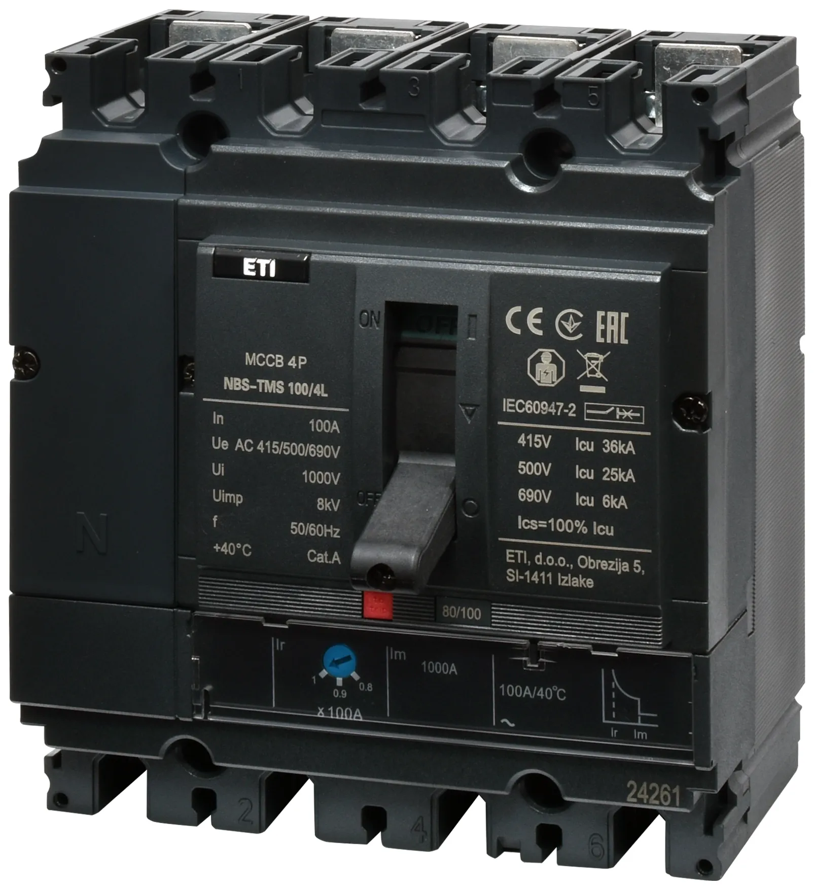 Kompaktni odklopnik NBS-TMS 100/4L  50A 4P 004673014