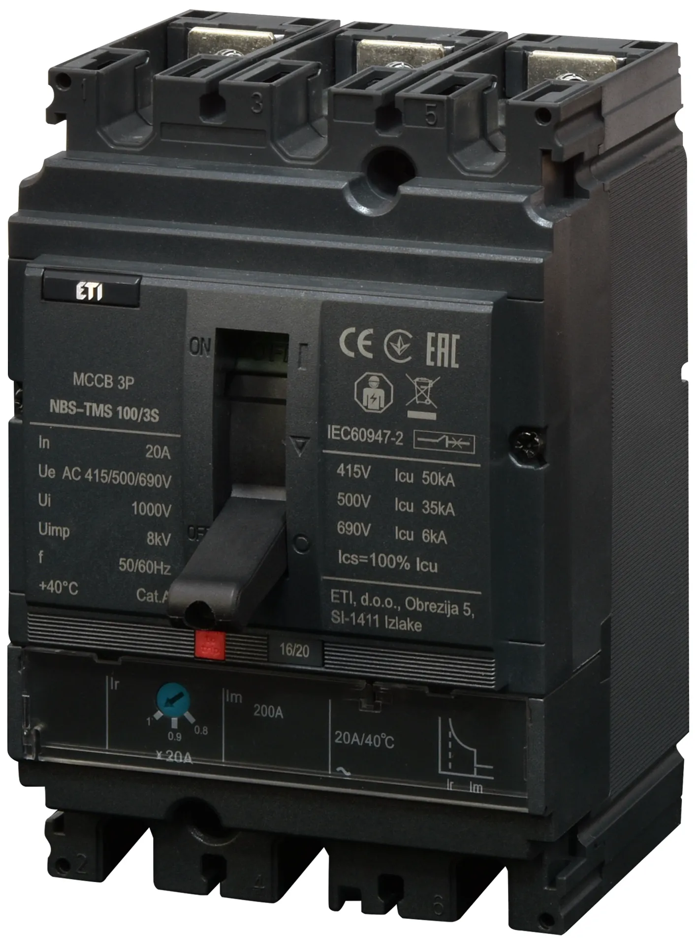 Kompaktni odklopnik NBS-TMS 100/3S  20A 3P 004673021