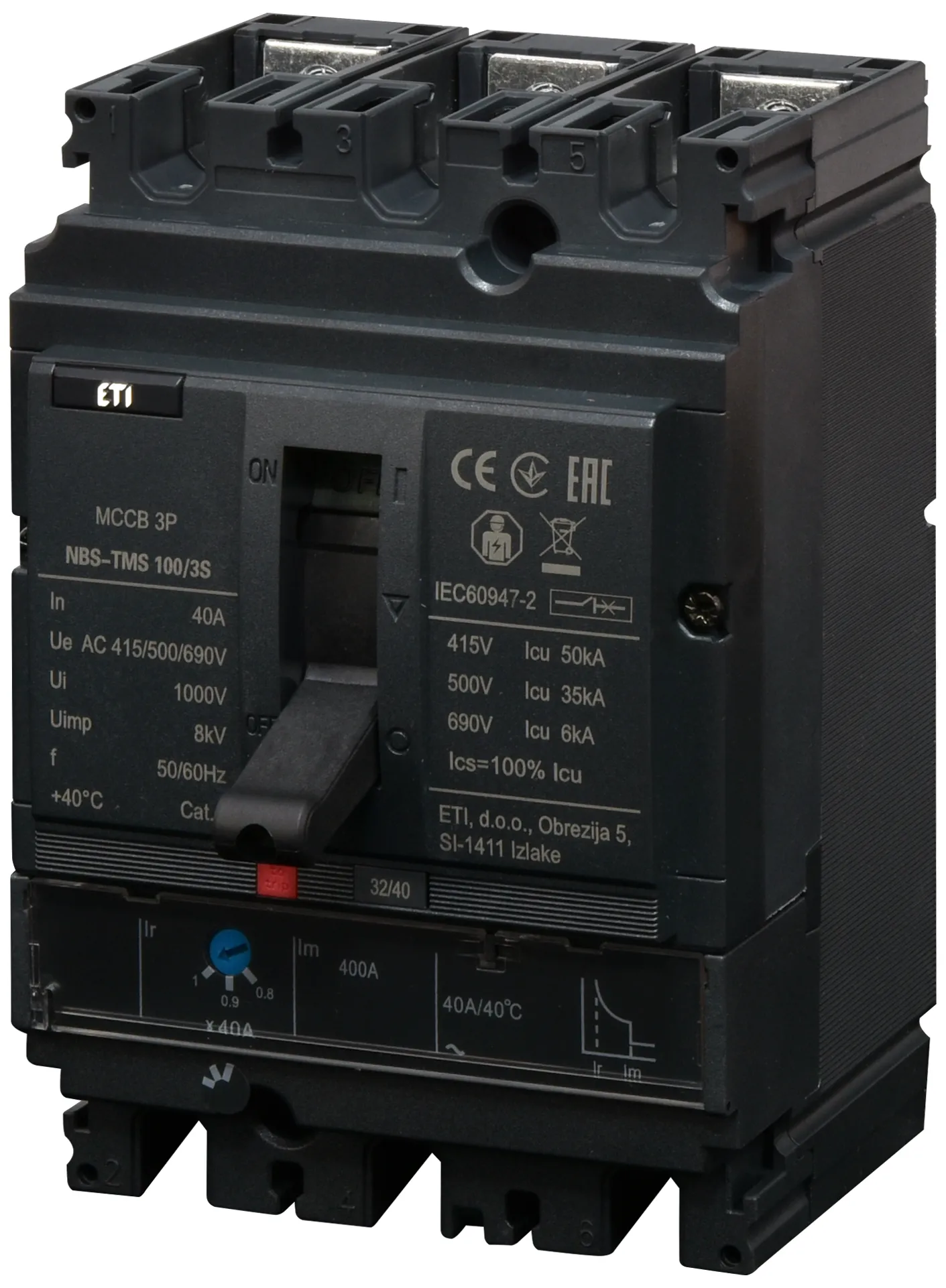 Kompaktni odklopnik NBS-TMS 100/3S  40A 3P 004673023