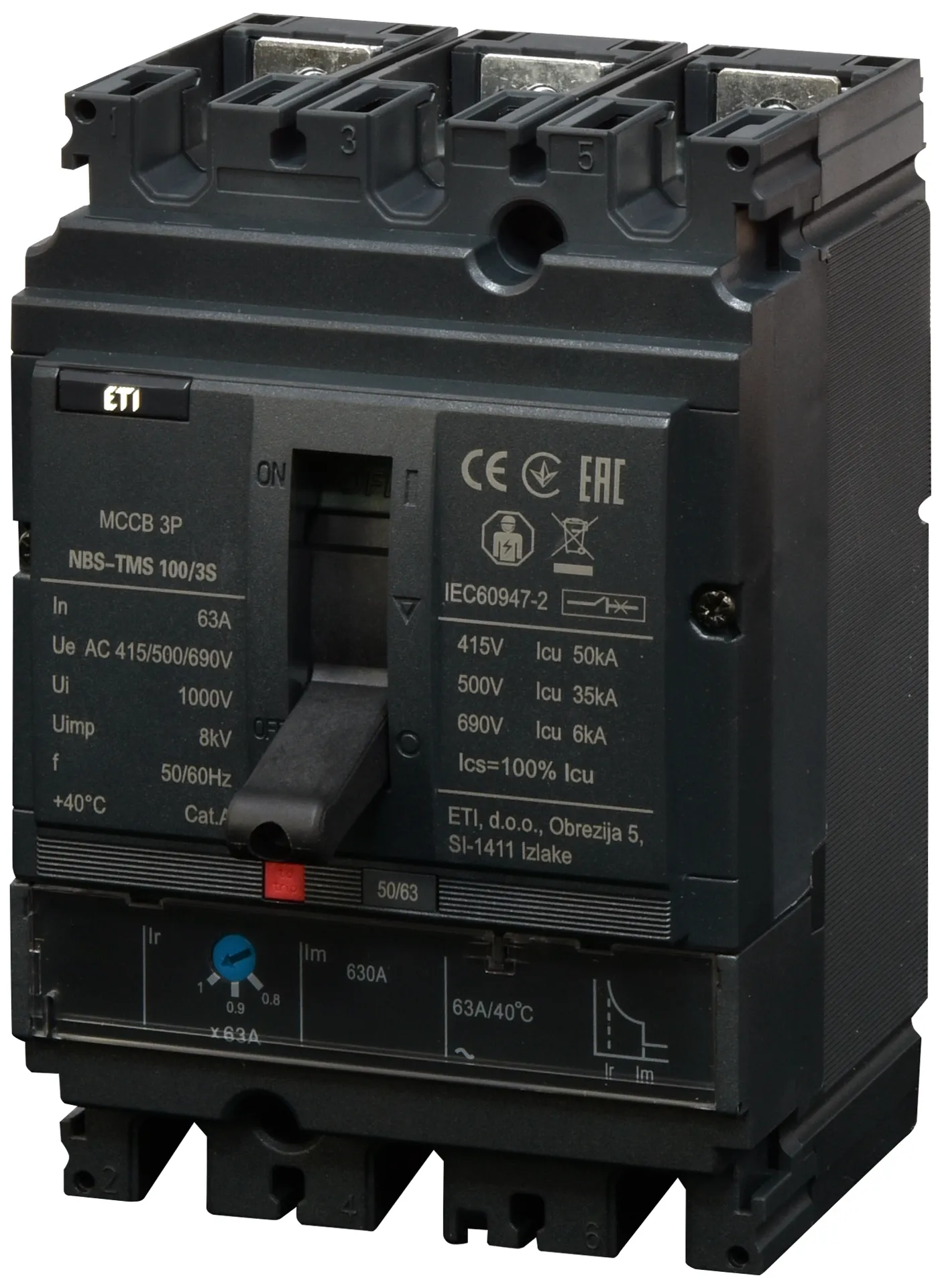 Kompaktni odklopnik NBS-TMS 100/3S  63A 3P 004673025