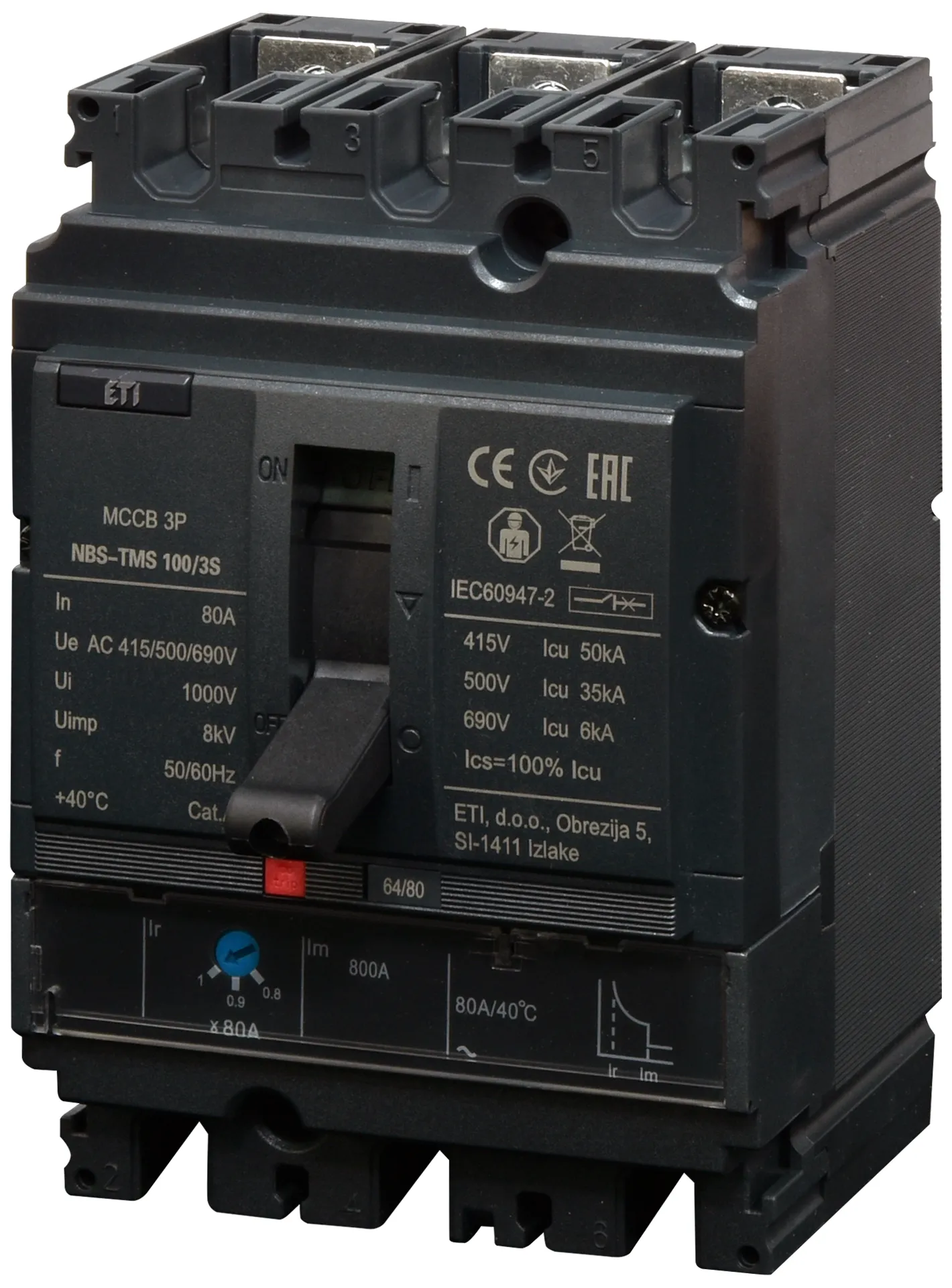 Kompaktni odklopnik NBS-TMS 100/3S  80A 3P 004673026