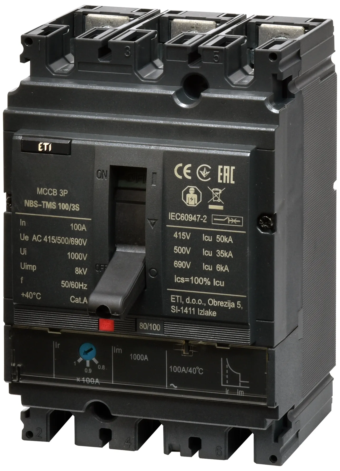 Kompaktni odklopnik NBS-TMS 100/3S 100A 3P 004673027