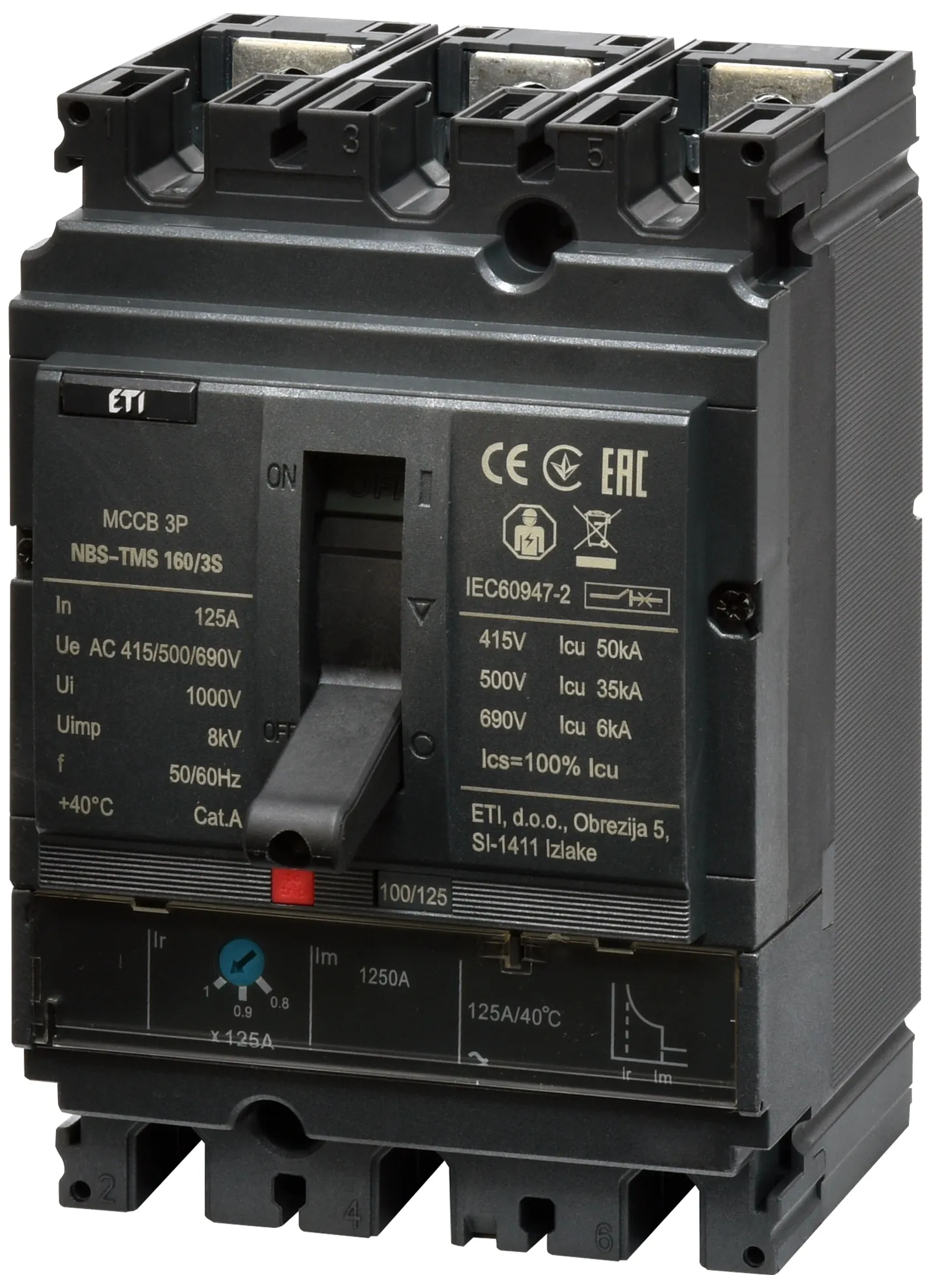 Kompaktni odklopnik NBS-TMS 160/3S 125A 3P 004673028