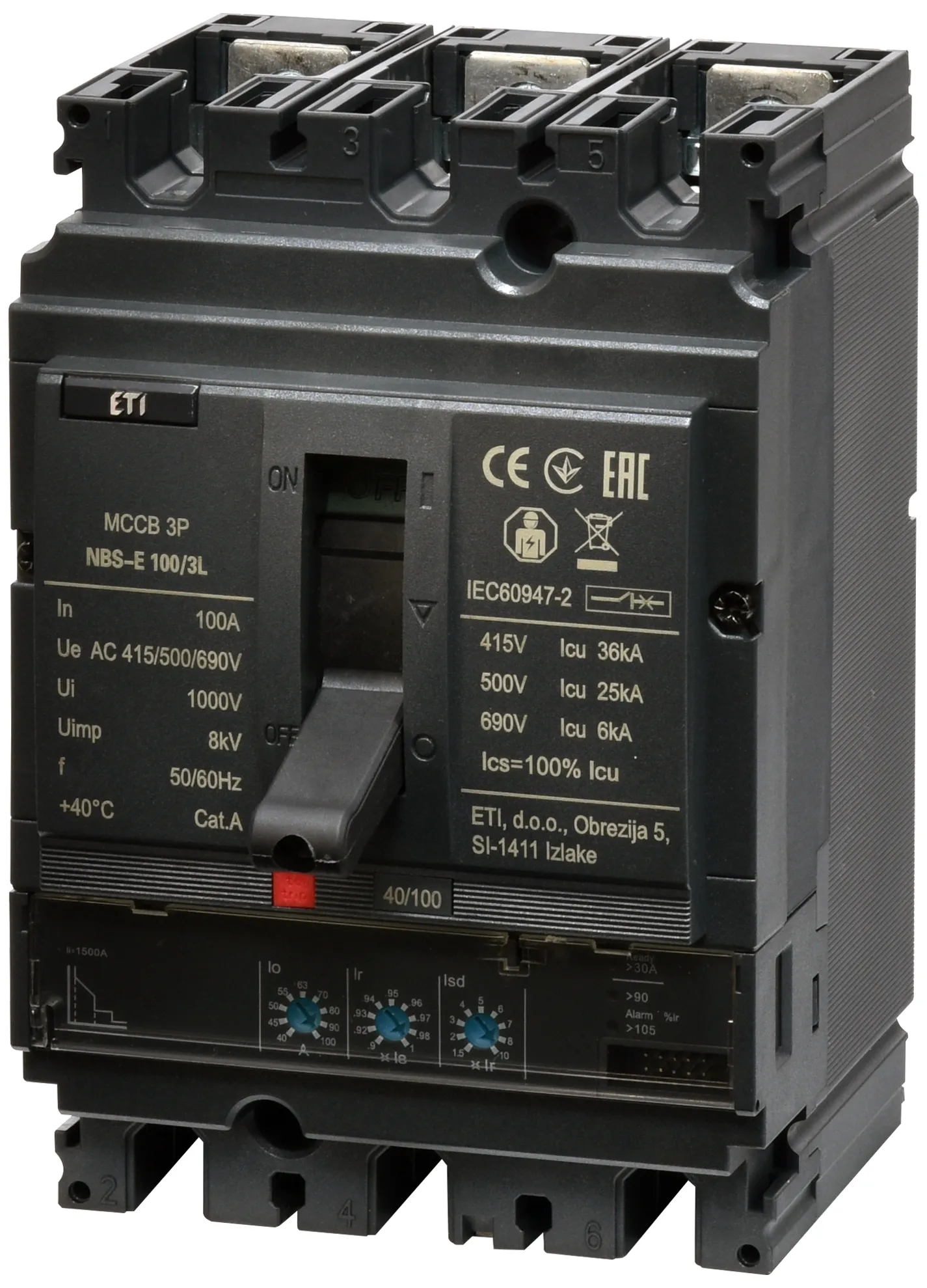 Kompaktni odklopnik NBS-E 100/3L 100A 3P 004673041